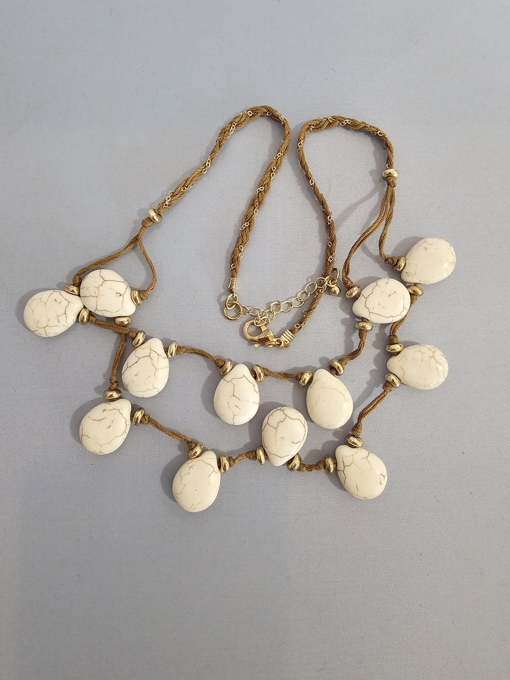 Gold-Tone White Teardrop Pendant Necklace